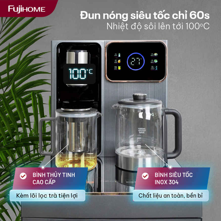 Cây nước nóng lạnh có ngăn hỗ trợ khử khuẩn UV Fujihome TB241UV